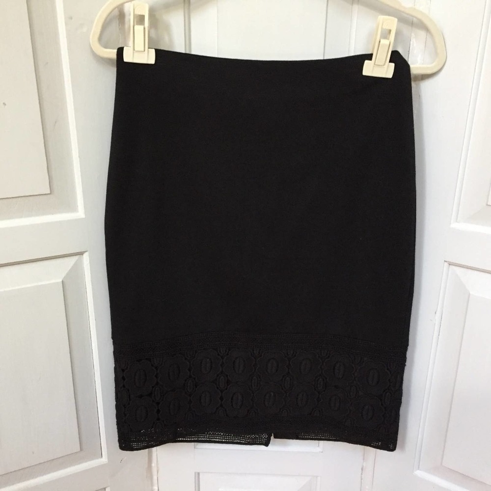 Talbots Black Skirt w/ Lace Hemline